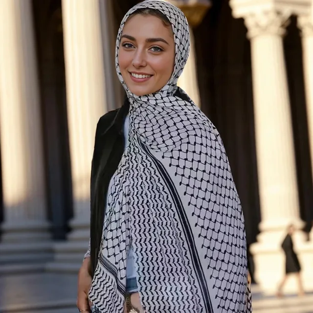 180*70cm Middle East Islam Arab Keffiyeh Muslim Shawl Printing Chiffon Palestine Hijab Head Neck Scarves Musulman Hijabs 4