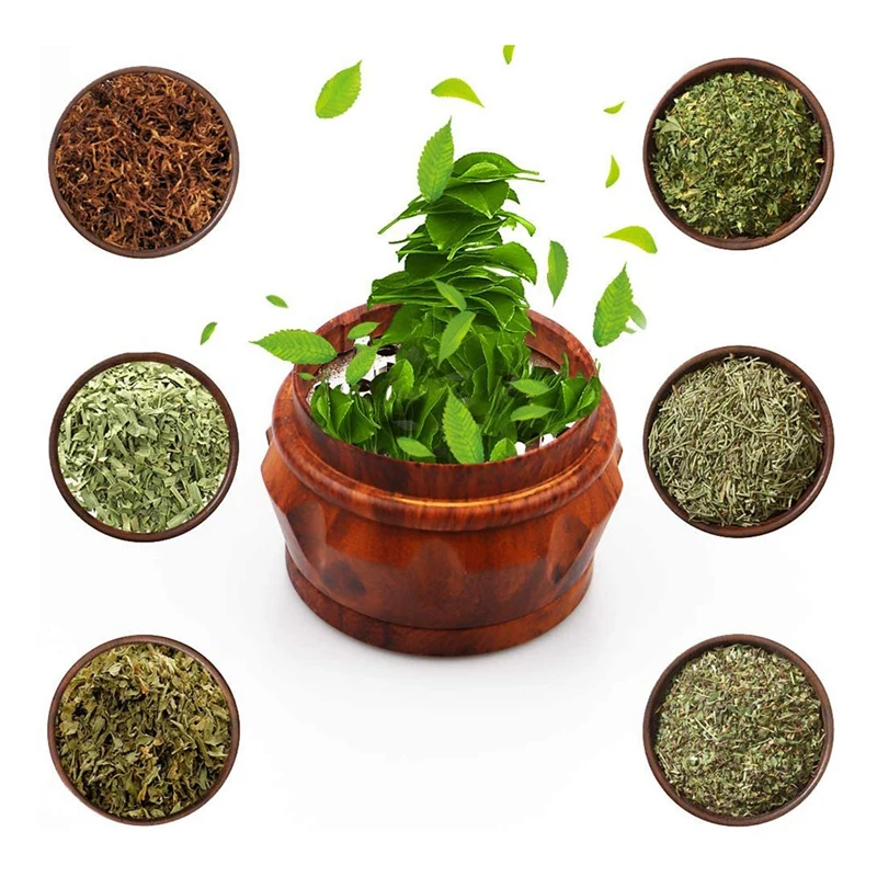 Wooden Grinder Large Capacity 4-Layer Grinder with Pollen Scraper Suitable for Home Kitchen