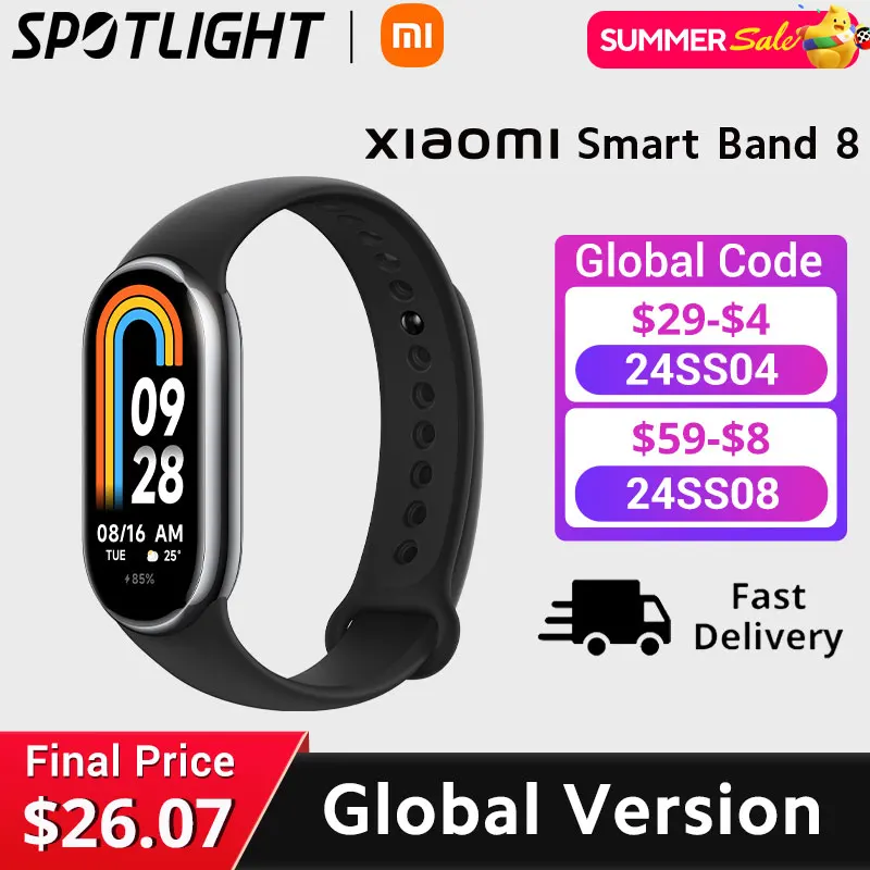 

[World Premiere] Global Version Xiaomi Mi Band 8 Blood Oxygen Fitness Traker Waterproof 1.62 AMOLED Screen Smart Band