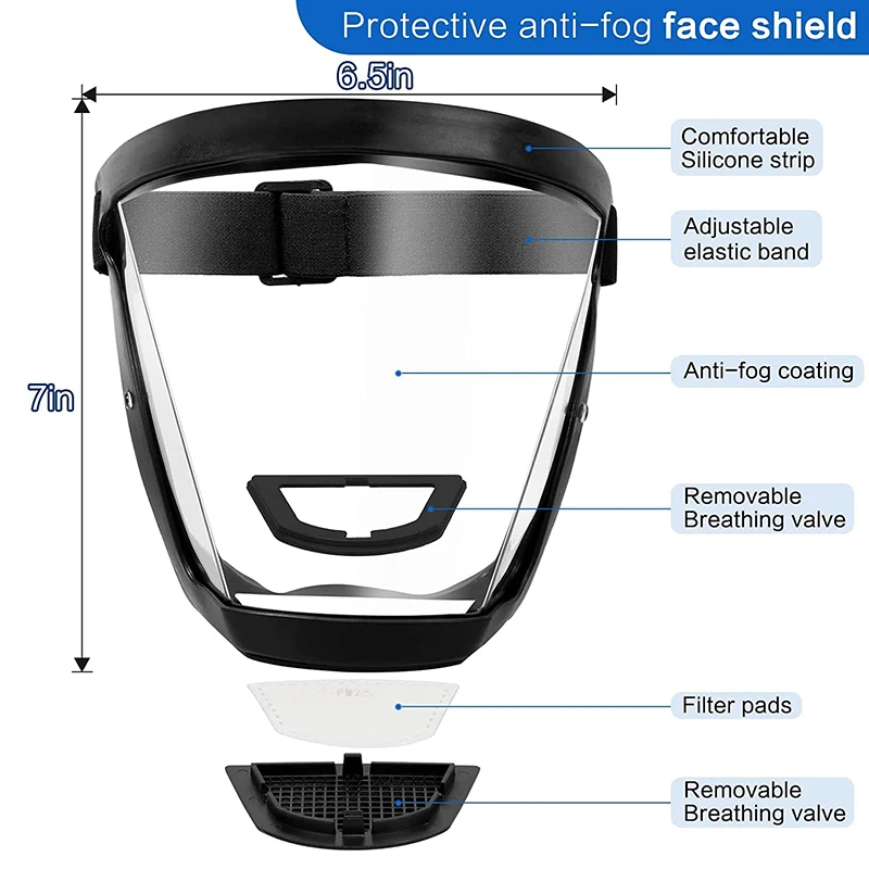 Clear Protective Face Shield – Full Coverage Safety Mask for Workplace and Kitchen Use