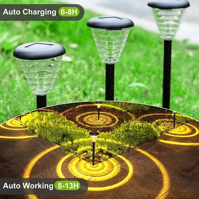 6Pcs Garden Solar Lights Outdoors Road Park Lawn Lamps Ground Insertion Aperture Projection Courtyard Landscape Lamps Decoration