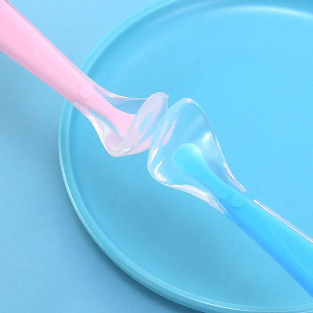 Baby Silicone Spoon Set Kids Soft Spoon With Box 2Pcs learning spoons silicone cutlery set silicone feeding spoon fork spoon set baby cutlery