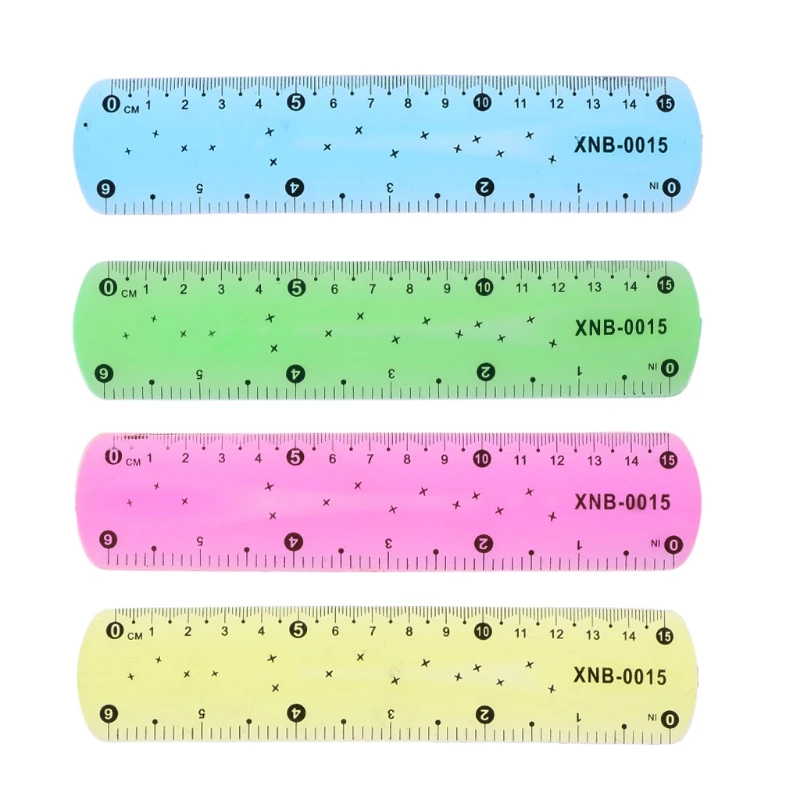 

15cm Soft Clear Ruler Multicolor Flexible Straight Ruler Measuring Shatterproof Stationery for Student Prize Gift Party