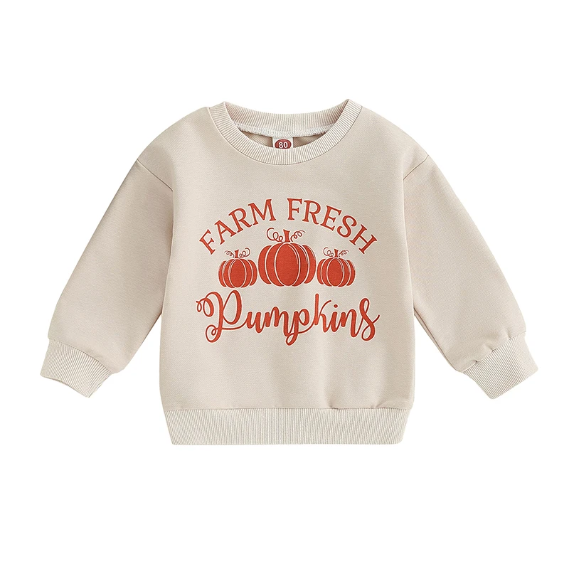 

BeQeuewll Kids Boys Girls Sweatshirt Long Sleeve Letters Pumpkin Print Hoodie Pullover Halloween Clothes for Boys Girls