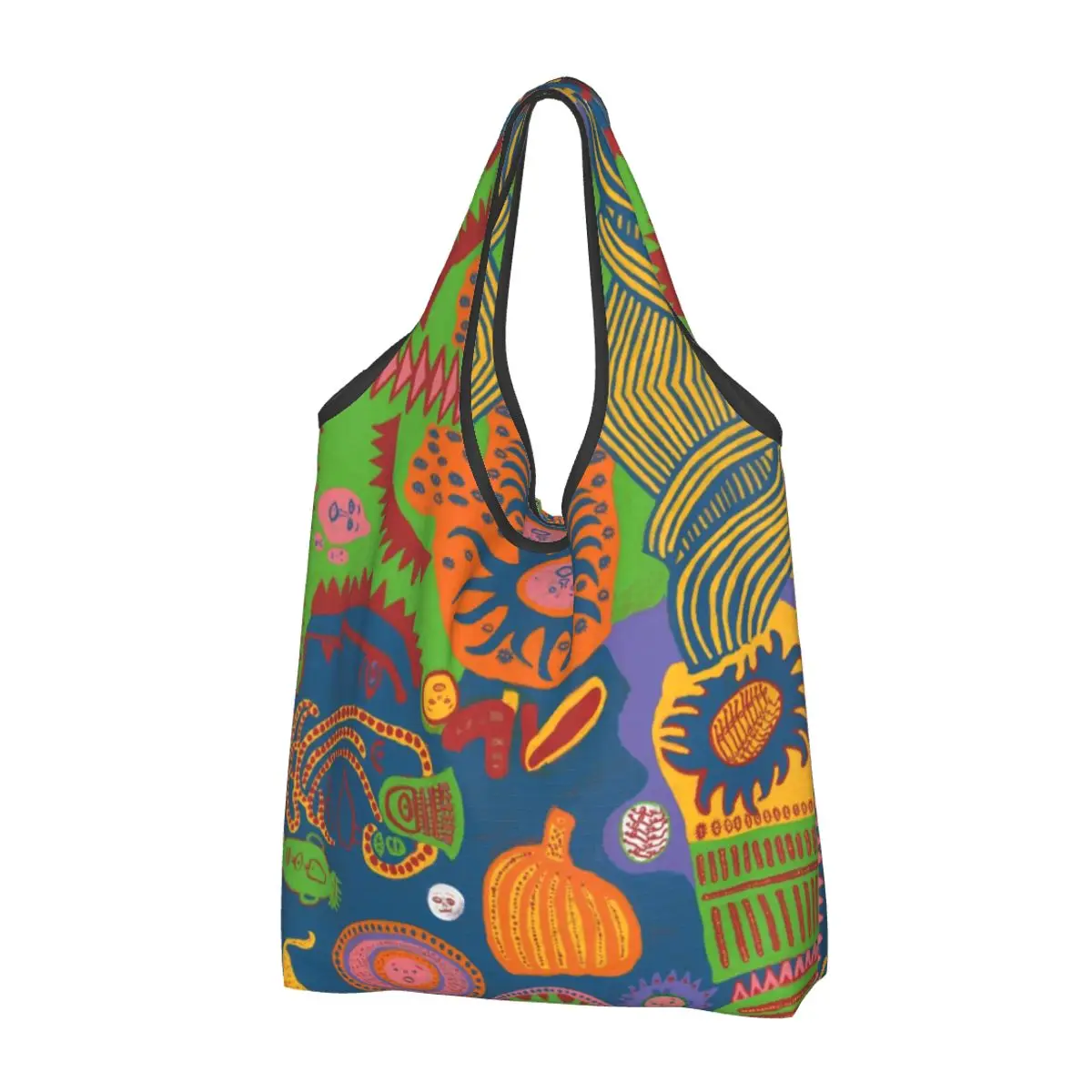 Zucca Astratta Riutilizzabile Shopping Borse Della Spesa Pieghevole 50Lb Yayoi Kusama Art Abstract Estetica Eco Bag Eco-Friendly Lavabile