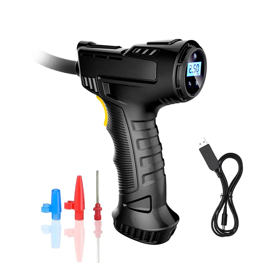 Portable car tire inflator - wired and wireless digital display - electric air pump, used for cars/motorcycles