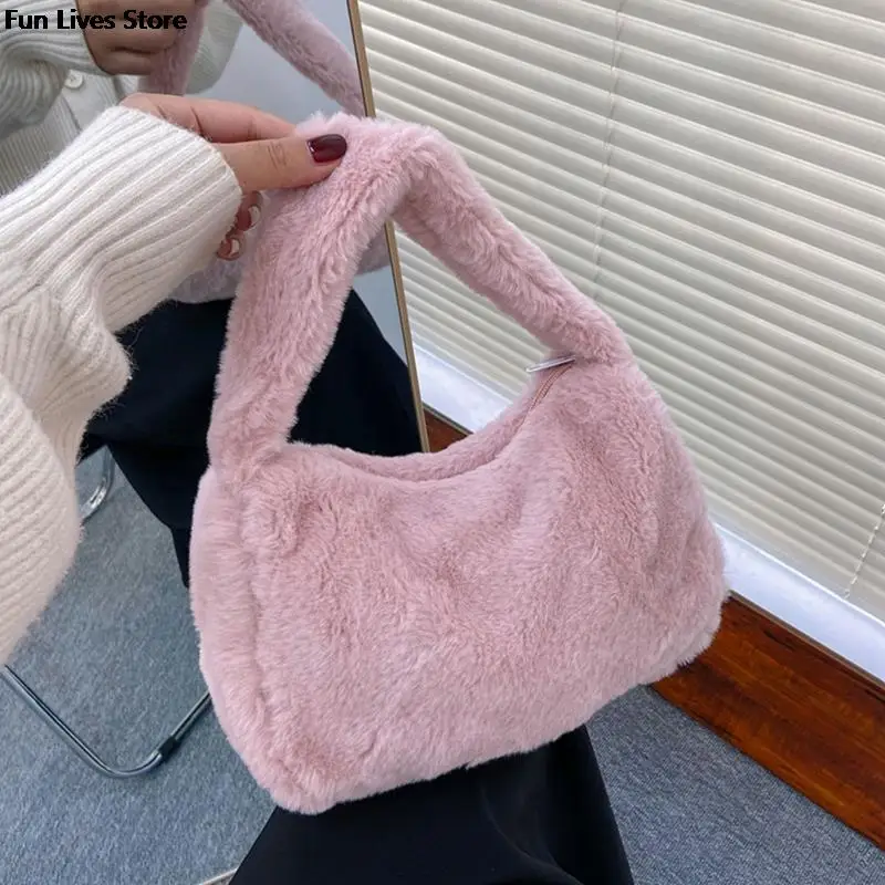 

Soft Plush Handbags Women Winter Warm Shoulder Bags Phone Money Storage Purse Purse Wedding Totes bolso Fashion Clutches Wallet