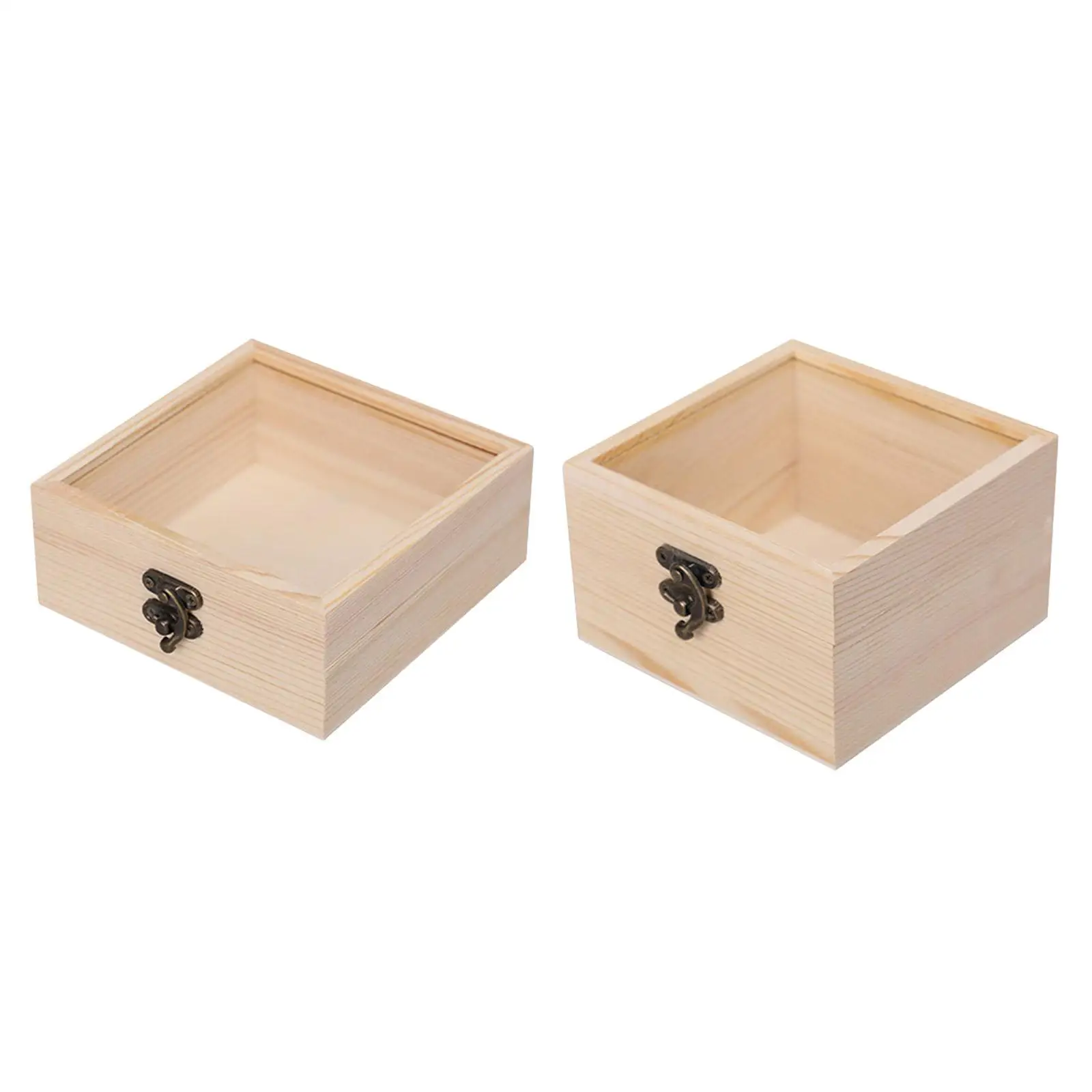 Wooden Storage Box Jewelry Display Case Square Dustproof with Glass Cover Decorative Jewelry Organizer Candy Display Box 6