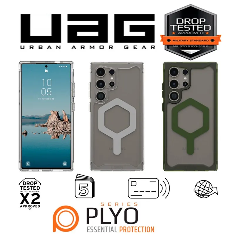 Custodia Trasparente Uag Plyo Pro Series Per Samsung Galaxy S24 Ultra / Plus Custodia Militare Trasparente Magnetica