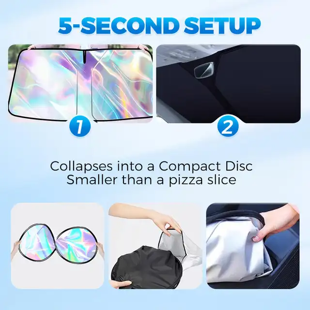 Car Sunshade For Windshield Foldable Laser Sunshade Summer Sun Protection Heat Insulation UV Ray Front Windshield Sunshade Panel 6