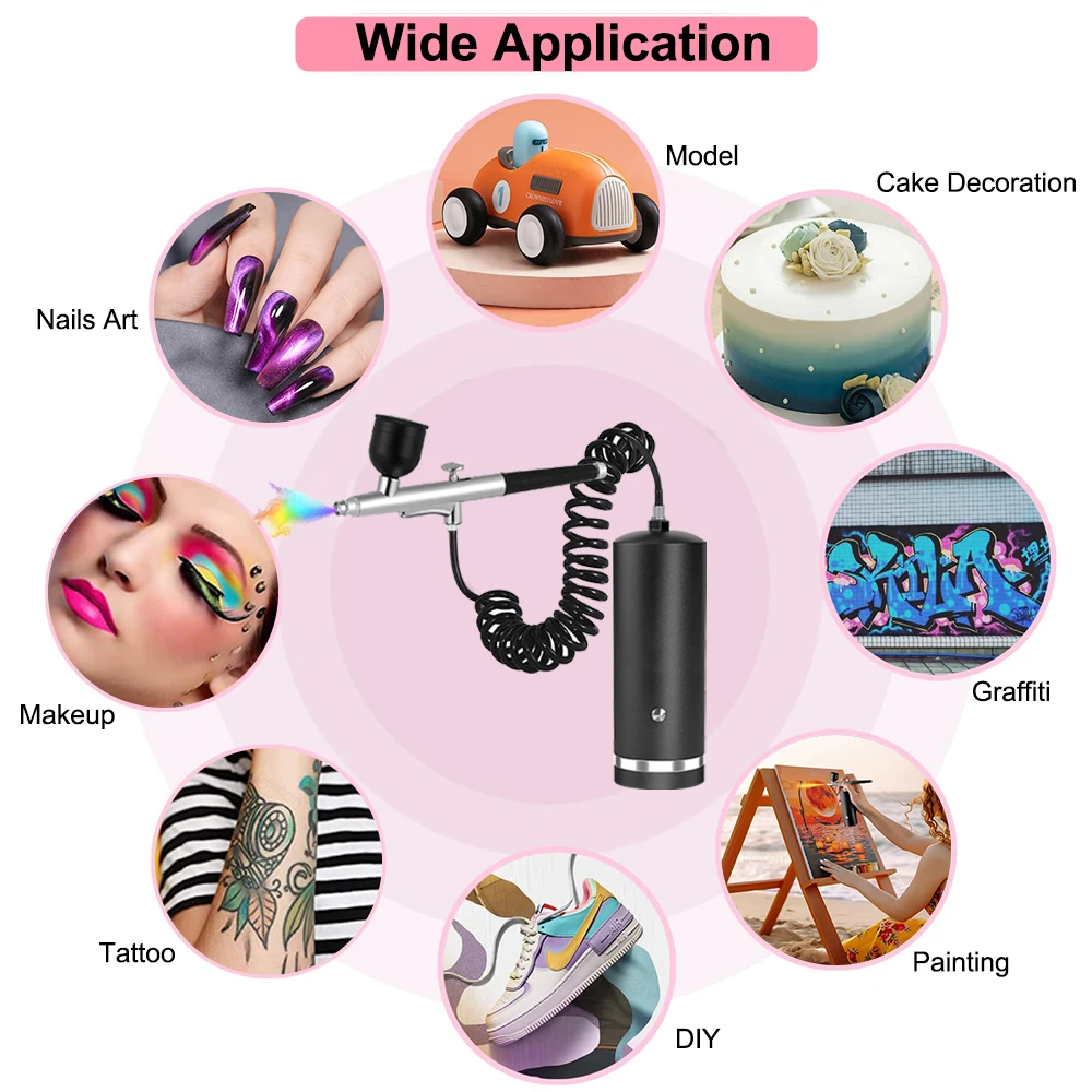 Airbrush Nail Art Compressor Painting Kit Nail Cake Portable Hand Sprayer Gun