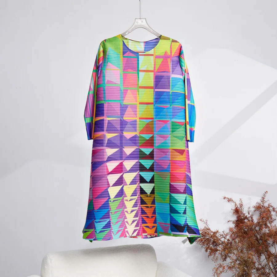 

2023 new loose mid-long summer women's long sleeve pleated dress