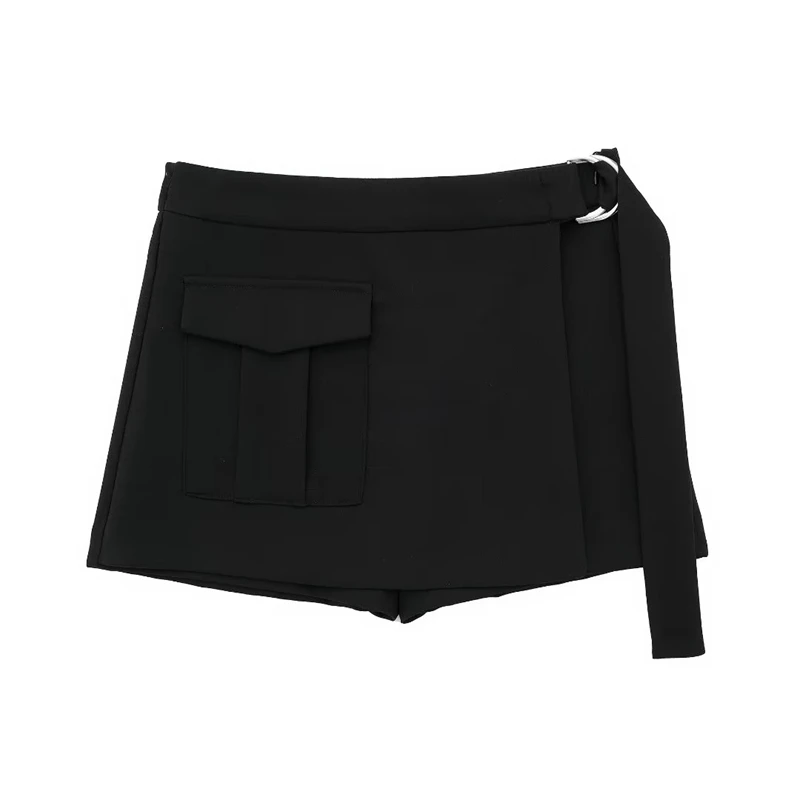 

Black Cargo Skort for Women Mid Rise Skirt Shorts Women Streetwear Bermuda Shorts Woman Autumn 2023 Casual Shorts for Women