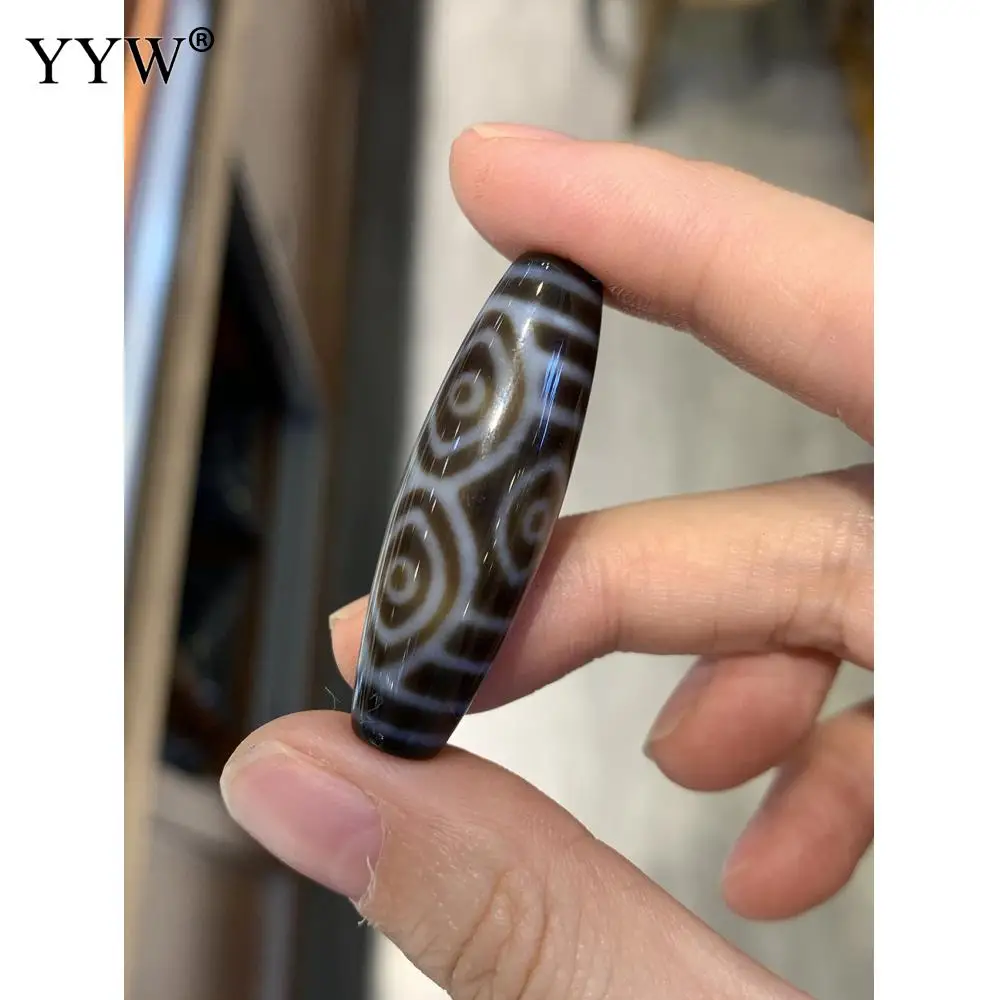 

5PC Black Natural Agated 12x38mm Dragon Eye Pattern Tibetan Dzi Beads For Making DIY Jewelry Oval Grade AAA Agates Loose Bead