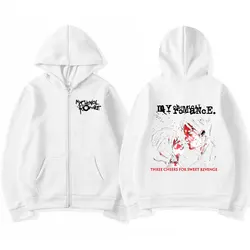 Vintage Punk Emo Black Zipper Hoodie Sweatshirt - XXXL (White)