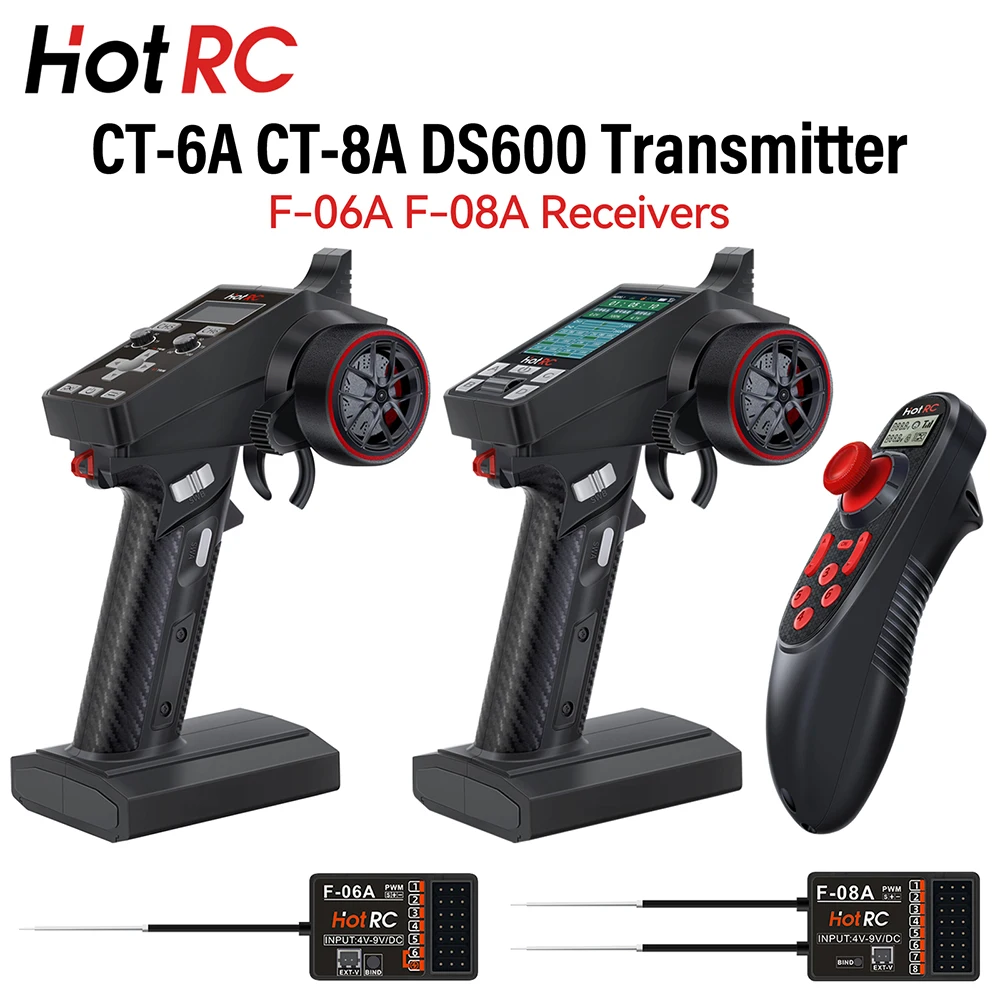 

HotRC передатчик Φ DS600 6CH 8CH 2,4 GHz радиосистема дистанционный контроллер с ресивером CT-6A PWM GFSK
