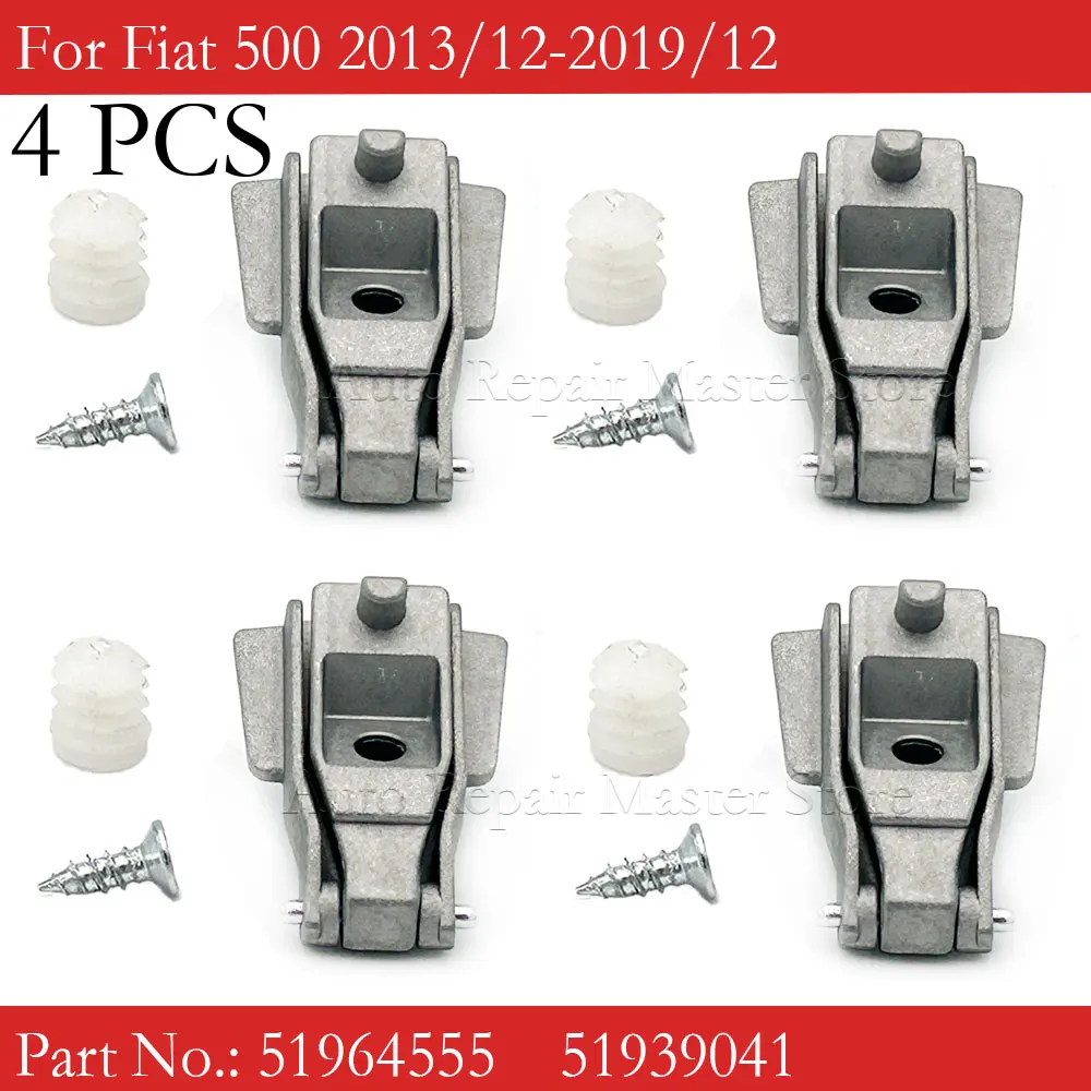 

4 PCS Chrome Metal Outer Door Handle Hinge Repair Driver Passenger Side Replacement Repair Kit For Fiat 500 OE 51964555