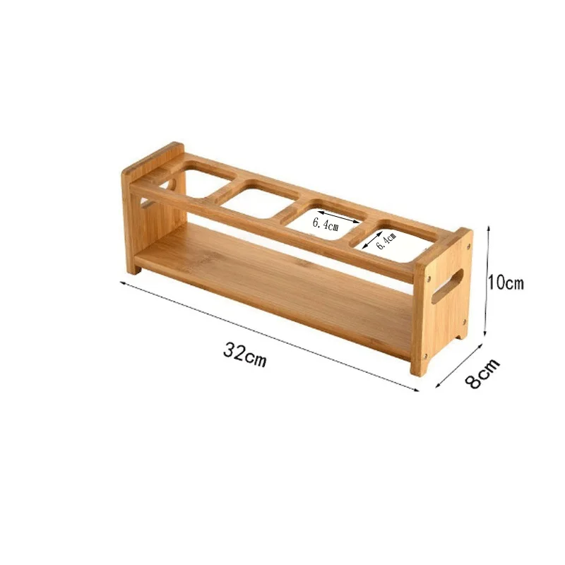 1PC Wooden Storage Rack Wine Glass Seasoning Shelf Multifunctional Space Saving Placement Table Storage Compartment Kitchen Tool 6