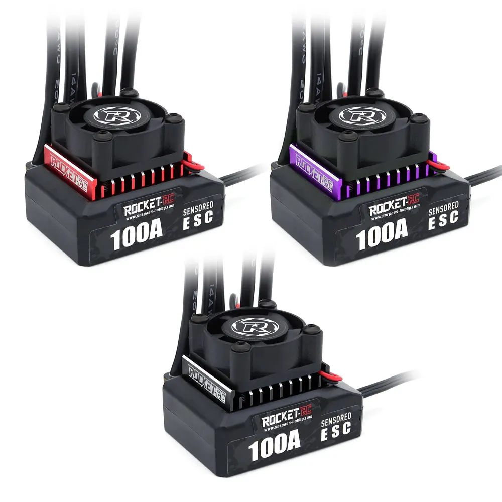 ESC Brushless 100A 2-3S ROCKET-RC Etanche + Program Card pour Voiture RC 1/10