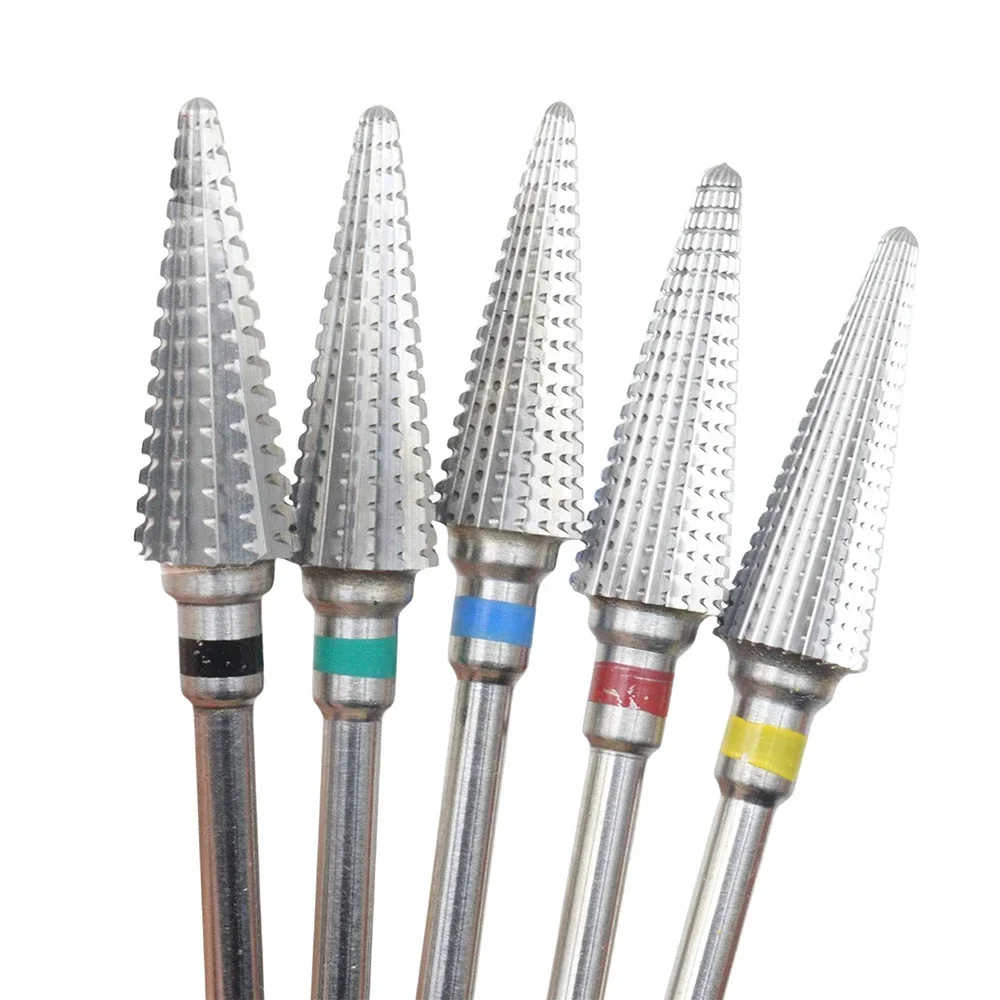 Nail Drill Bit 5-in-1 Carbide Professional Tungsten Steel Gradient Teeth Design for Pre-treatment and Removal 1pc