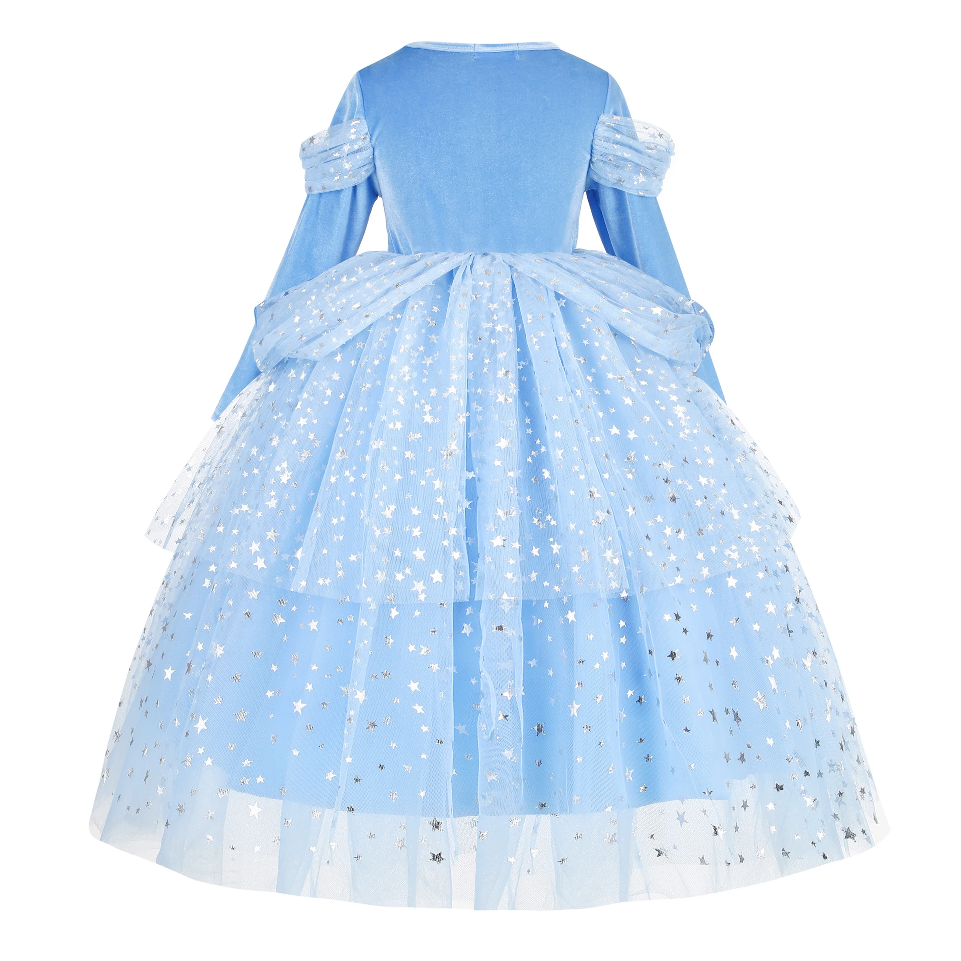 Girl Cinderella Dress Long Sleeve Princess Cosplay Costume Blue Sequin  Children Bithday Surprise Kids Ball Gown - AliExpress 1501