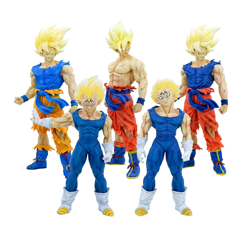 

43cm Dragon Ball Model Goku Majin Vegeta Action Figure PVC GK Collection Doll Saiyan Battle Damaged Son Goku Figurine Toys Gifts