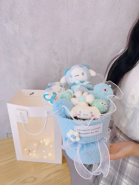 Sanrio Cinnamoroll Kuromi Doll Plush Bouquet Kawaii Plushies Valentine's Day Gift For Girlfriend Birthday Cute Plushine Toy