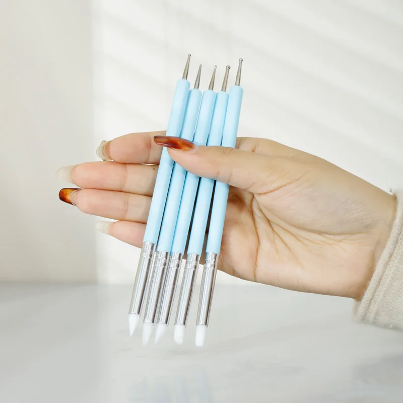 5 double head rhinestone nail carving pen auxiliary tools, manual clay modeling, fondant cake baking tool pen