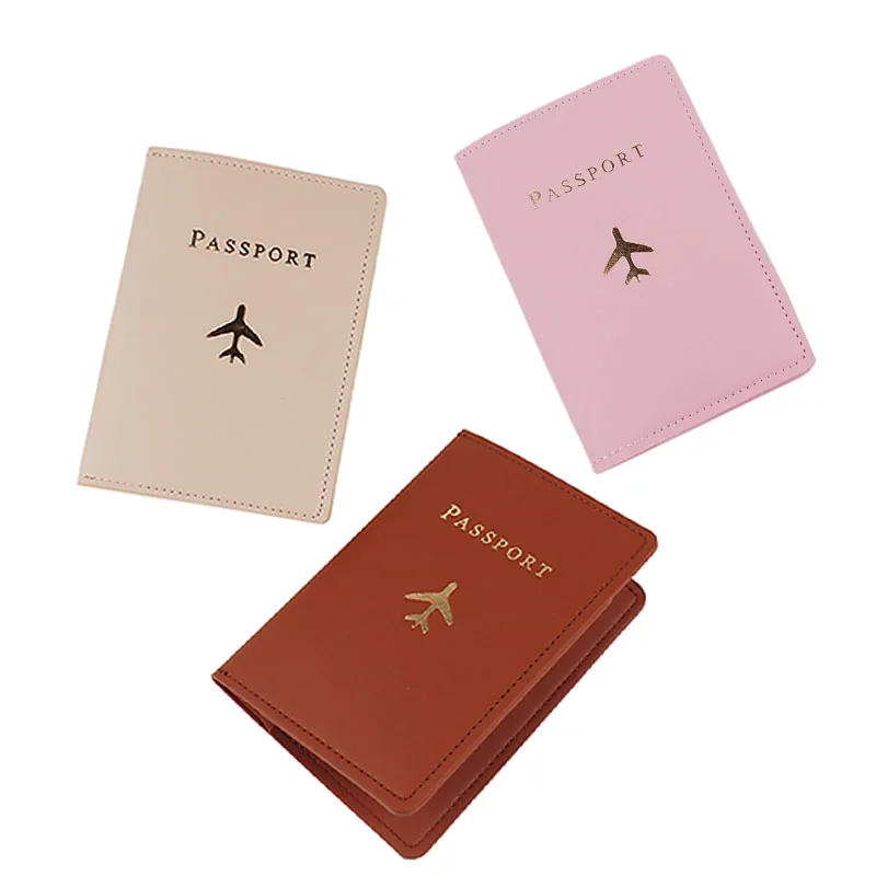 

Fashion Women Men Passport Cover Pu Leather Plane Print Travel Luggage Tags Accessories ID Bank Credit Card Passport Holder Bag