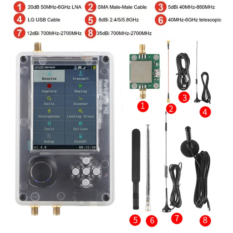 

Комплект для разработки программного обеспечения SDR Hackrf One Portapack H2