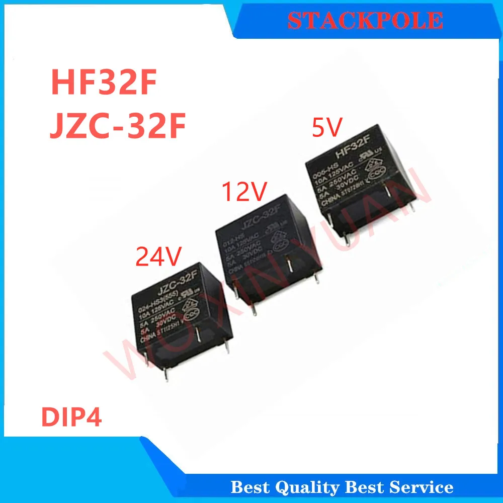 

5PCS/LOT Relay HF32F JZC-32F-005 009 012 024-HS3 005-HS 009-HS 012-HS 024-HS 4PIN 5A SUBMINIATURE HIGH POWER RELAY