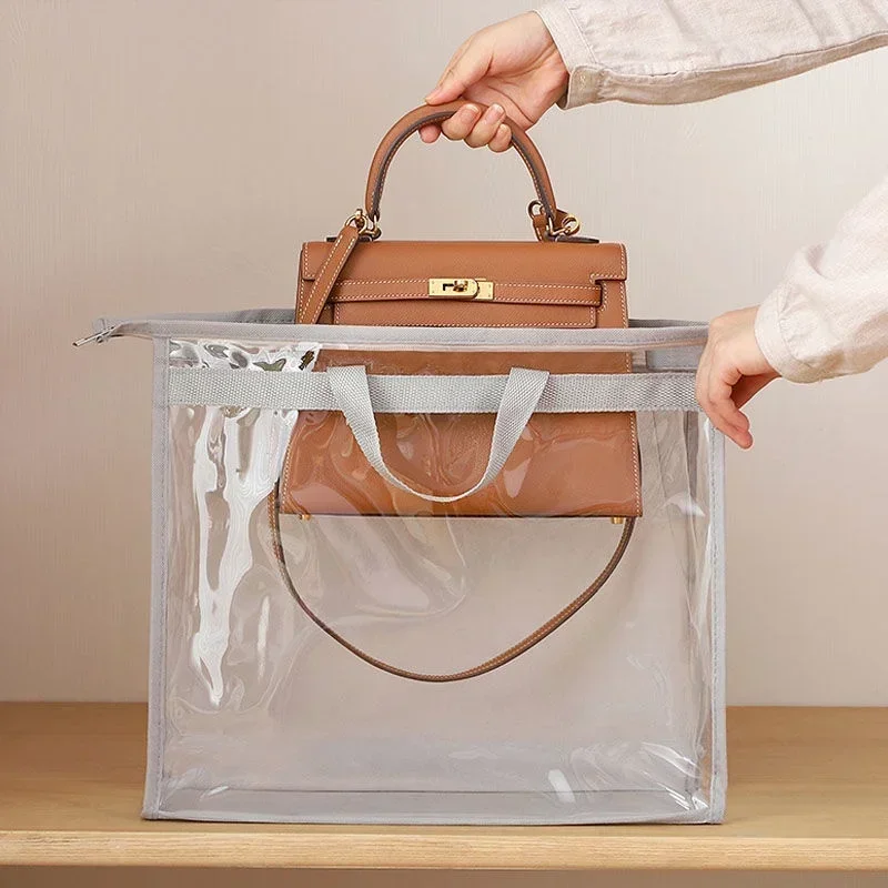 Moistureproof Dust-proof Wardrobe Closet Hanging Storage Bag Transparent Sundry Shoe Purse Organizer Handbag