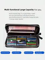 Very Simple Solid Color Basic Long Wallet Business Wallet Portable Multi-card Multi-function Mobile Wallet - Image 3
