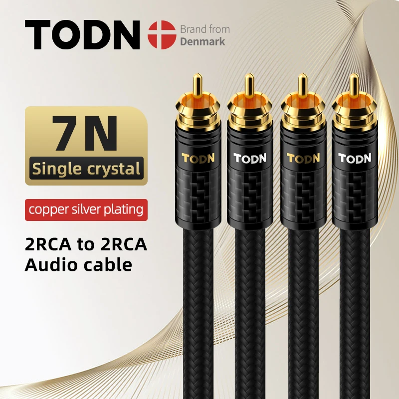 

TODN HIFI1 Pair silver plated occ Stereo RCA Cable High-performance Premium Hi-Fi Audio cable 2RCA to 2RCA Interconnect Cable