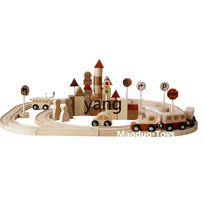 L'm'm Children's Toy Men's Gift Educational Assembled Boy Wooden Train Suit Rail Car