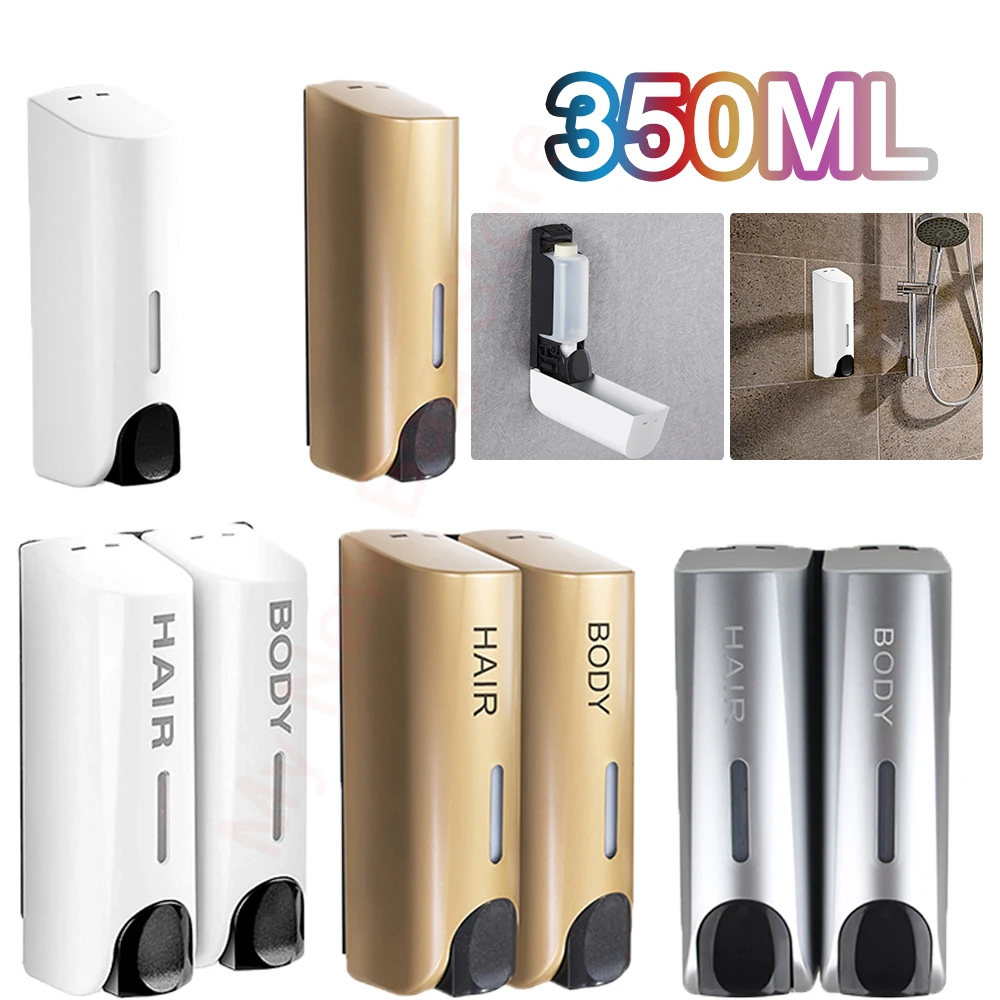 Single/Double 350ml Soap Dispenser Liquid Soap Container Wall-mount Shower Bath Shampoo Dispenser Bathroom Washroom Accessories soap dispenser,soap pump,soap dispenser head,wall mounted dispenser
