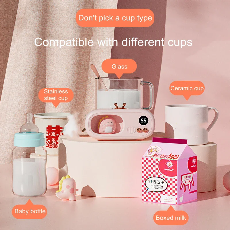 Lovely Pet Coffee Mug Warmer Cup Heater Plate For Tea Milk Desk Heating Coaster 3 Temperature Adjustable LED Display Night Lamp