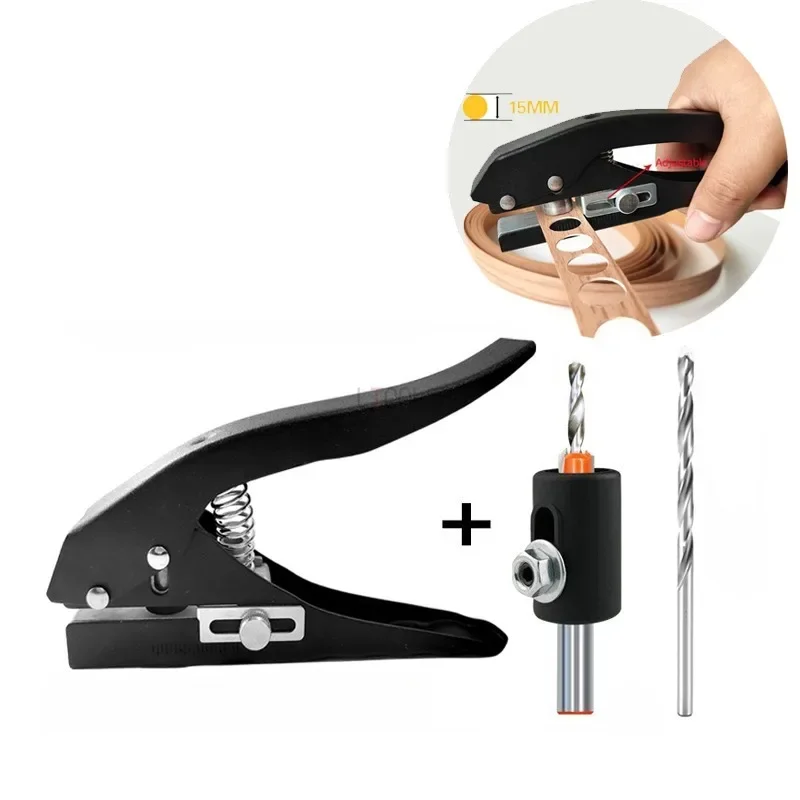 

Upgraded Edge Banding Punching Pliers Woodworking Puncher and Countersink Drill Screw Set 8-15mm Heavy Duty Round Hole Puncher