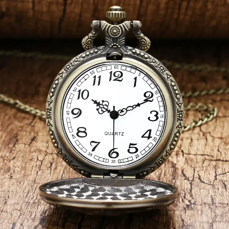 Soviet Sickle Hammer Style Quartz Pocket Watch Necklace Bronze Pendant Clock CCCP Russia Emblem Communism Gifts
