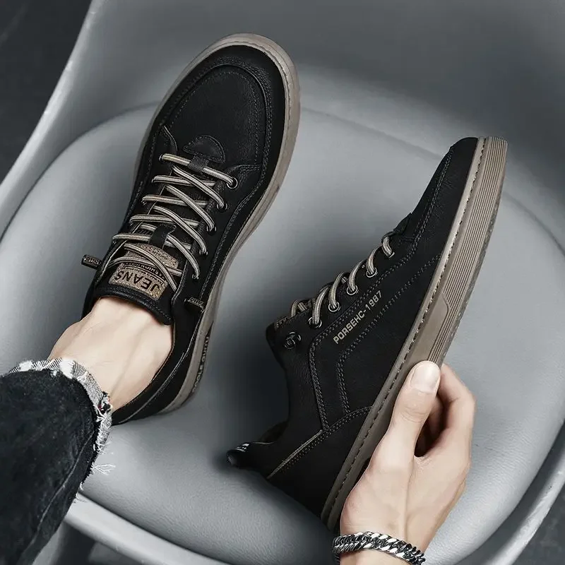 Motorcycle Shoes Mens Shoes Motorcycle Boots Versatile Casual Men's Shoes Autumn Trendy Low Top Flat Shoes Breathable White Motorcycle Boots for Men