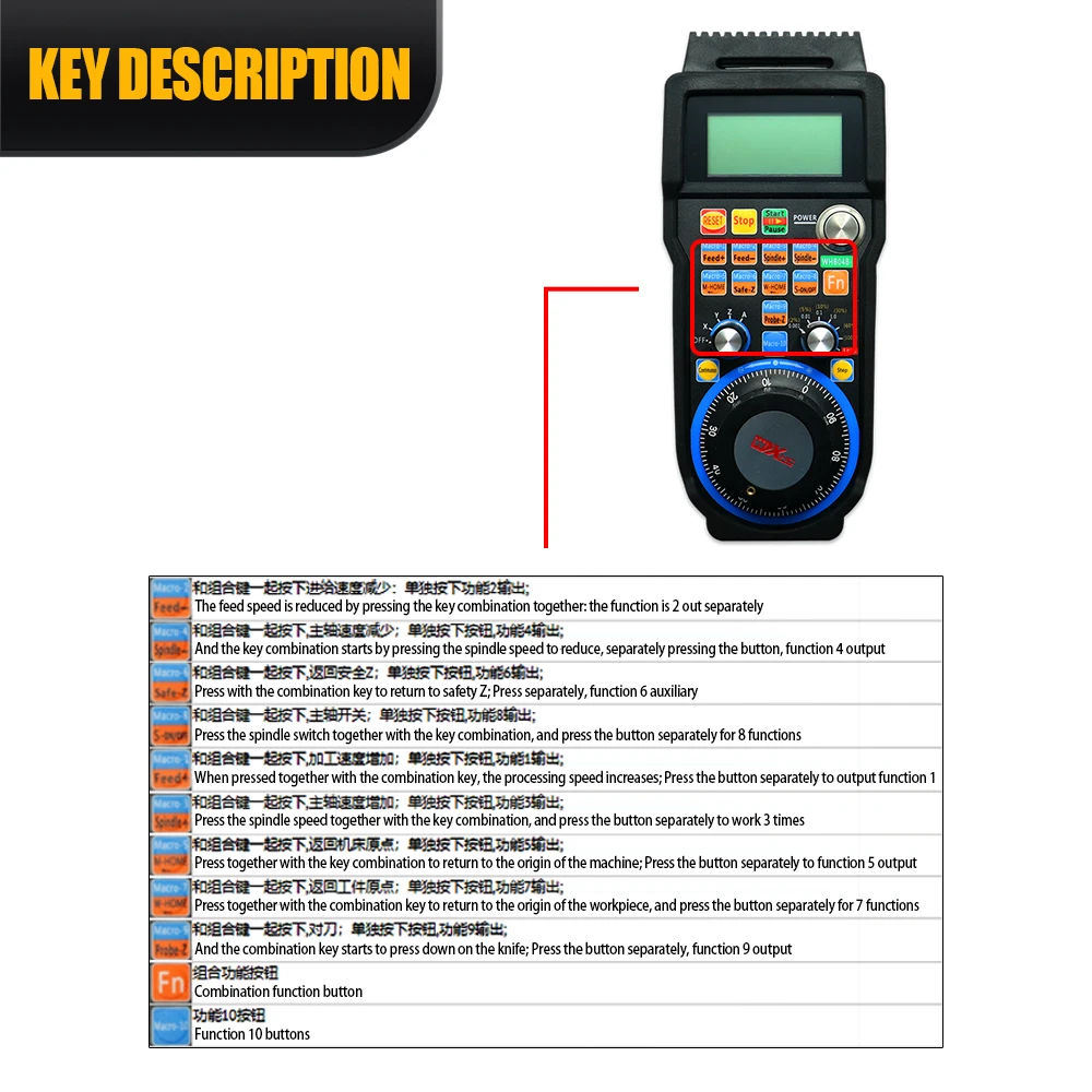 XHC 4 6 Axis Wired Wireless Handwheel LHB04B WHB04B Line Driver Output 100P/R Emergency Stop MPG Handwheel Lathe Controller cnc handwheel