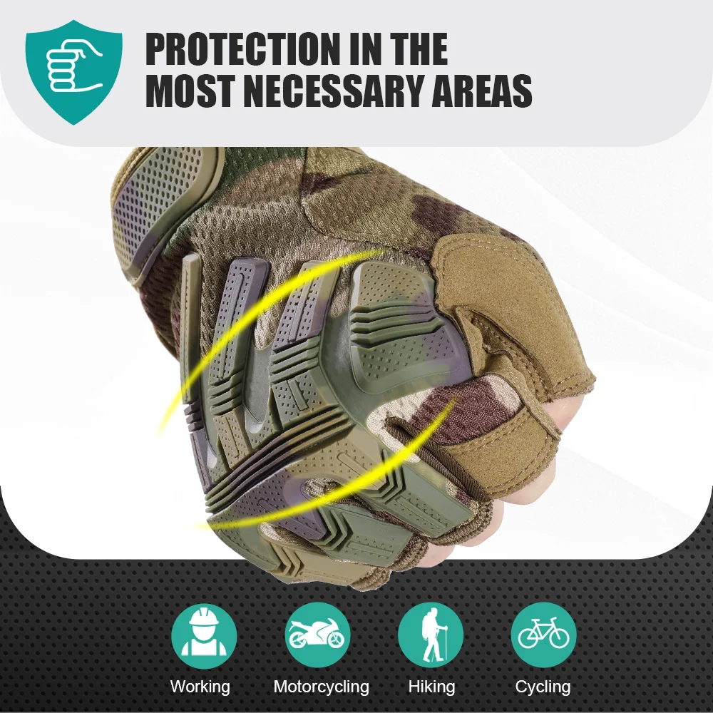 Cycling Half Finger Gloves Outdoor Tactical Airsoft Combat Sports Hiking Camping Bicycle Hunting Bike Anti-skid Gear Men Women 3