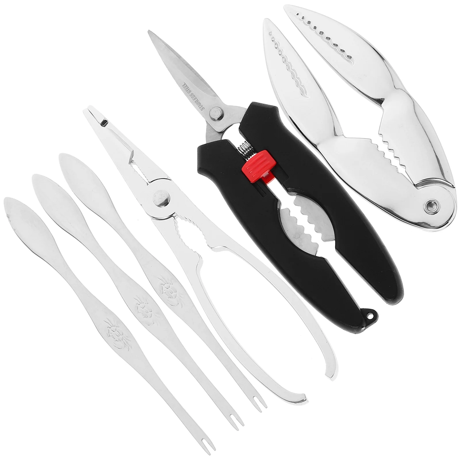 

Kesyoo Seafood Tools Nut Plier 6Pcs Seafood Scissors Crab Crackers Tools Crab Leg Crackers Picks Set Picks Knife Shellfish