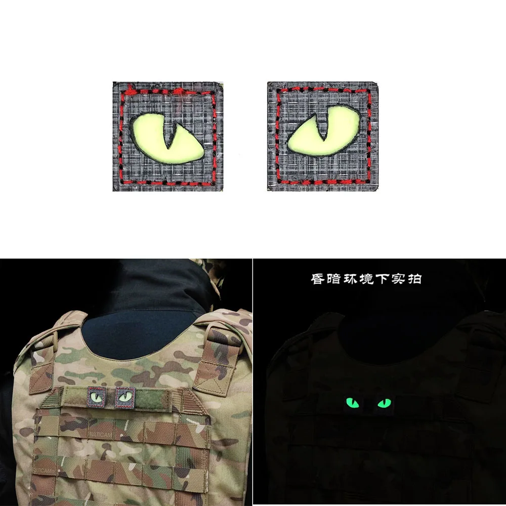 

2PCS Glow in the Dark Patch Demon Eye Tactical Morale Badge Military Operations Armband Badge luminescent Patches Tegris