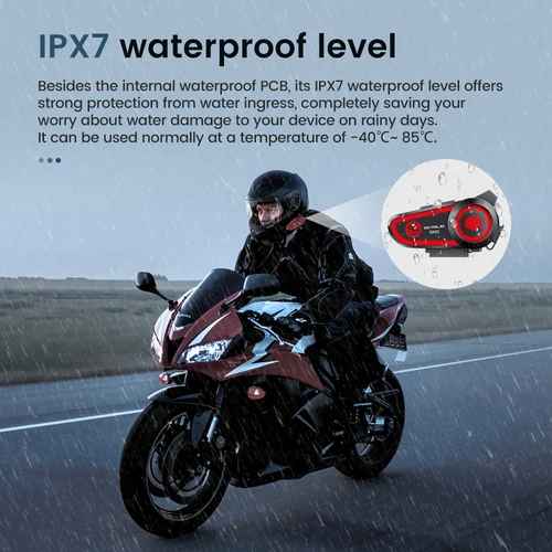 GEARELEC DK02 오토바이 헬멧 스테레오 헤드셋, 블루투스 핸즈프리 통화, IPX7 방수, 2800mAh, 3 색 주변 조명 4