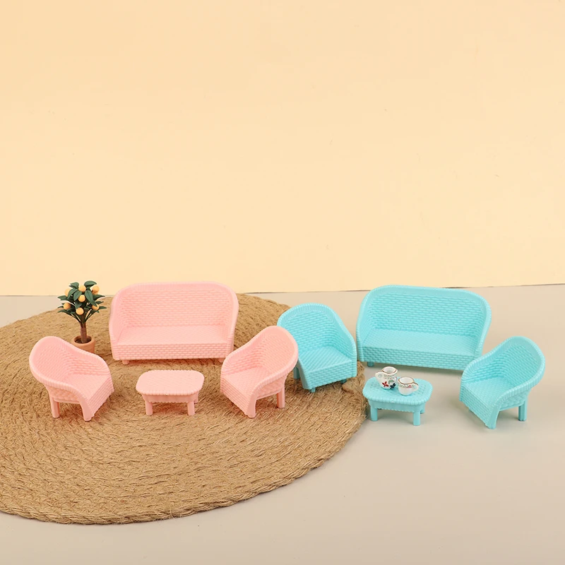 

1/12 Scale Dollhouse Simulation Mini Sofa Set Dollhouse Living Room Furniture Decoration Dolls House Accessories
