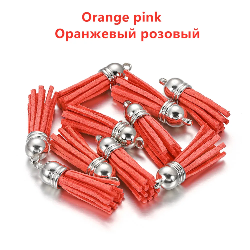 Elegant Leather Tassel Charms with Gold and Silver Caps - Set of 20 for DIY Jewelry and Keychain Crafts