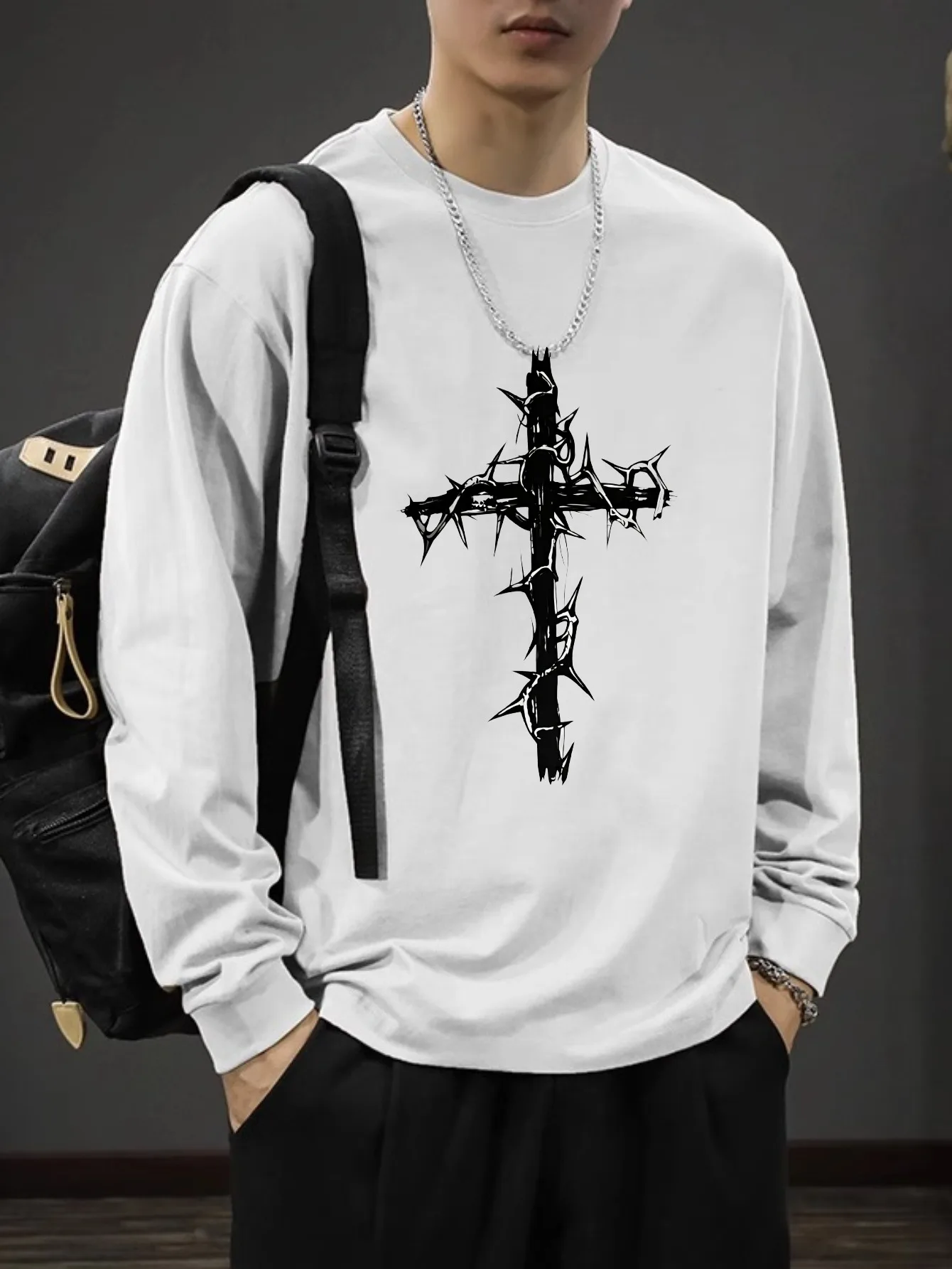 T Shirt for Men Y2K Vintage Long Sleeved T-shirt Men Clothes