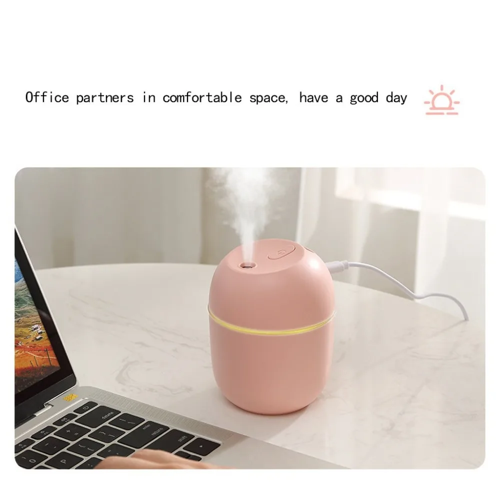 LED 조명, 에센셜 오일 디퓨저 및 자동차 공기 청정기, 아로마 미스트 메이커가 포함된 220ML USB 미니 가습기