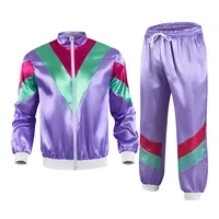 Ensemble de sport en satin avec fermeture éclair pour femme, survêtement de fête des années 80, veste à col montant, pantalon de survêtement avec wstring de proximité, nuit de documents Y2K, style hip hop 3